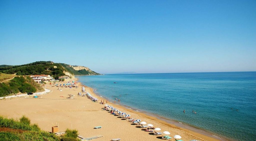 Sandy beach at Agios Georgios Argyradon in Corfu