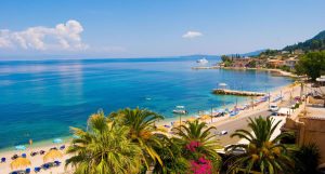 Benitses beach and evening atmosphere in Corfu