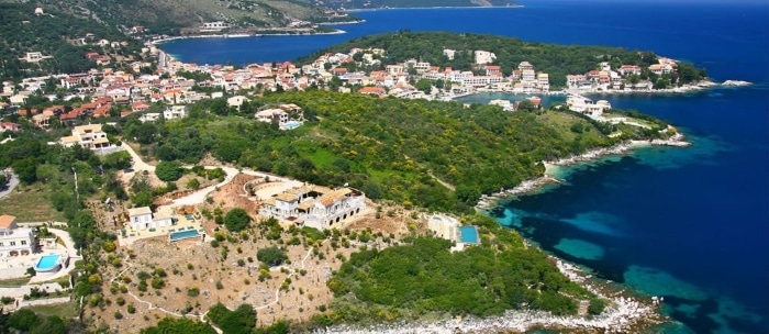 Kassiopi harbor and village in northeast Corfu, Greece