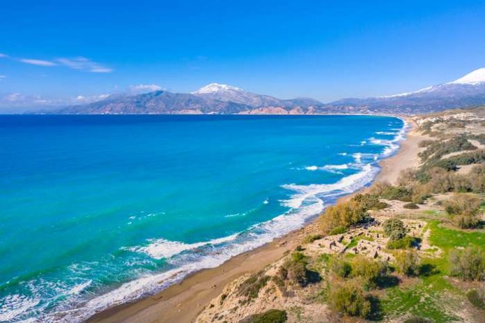 amous sandy nudist beach of Komos near Matala, Crete, Greece