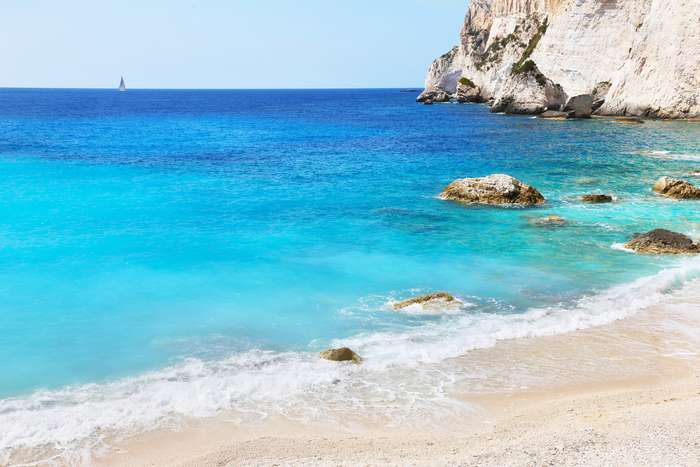 Landscape of Erimitis beach Paxos Ionian islands Greece_tn
