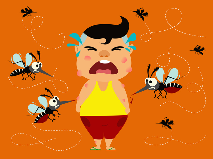 Child suffering from mosquito bites