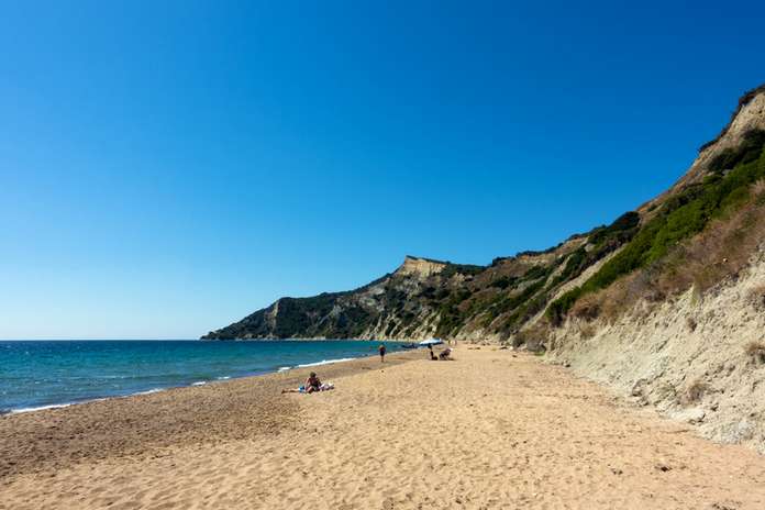The beautiful and sandy Arkoudilas beach in the south of Corfu island, Greece_tn