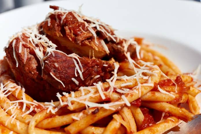 pastitsada, The most famous and characteristic dish from the island of Corfu in Greece