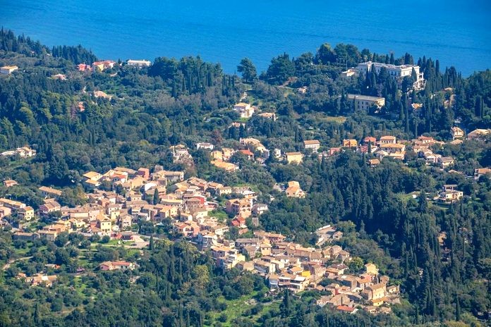 Aerial view of Gastouri Corfu